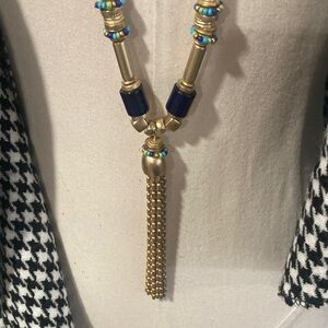 Chico’s gold bead tassel necklace